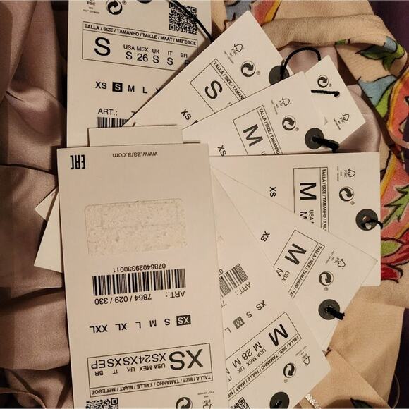 ZARA Pink Printed Belted Long Line Open Front Kimono Robe Duster Sz XS S M New - Picture 15 of 15